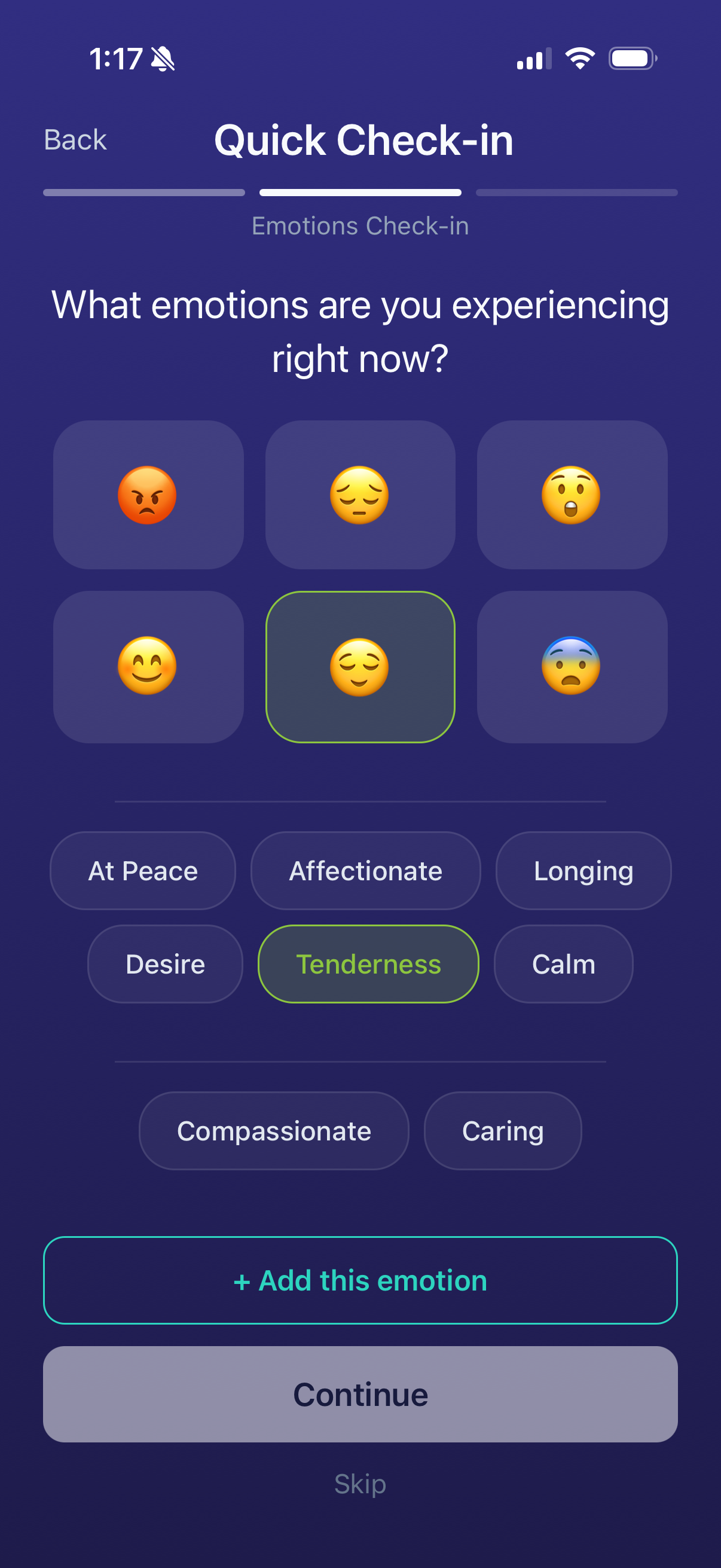 Emotions Check-in Screen